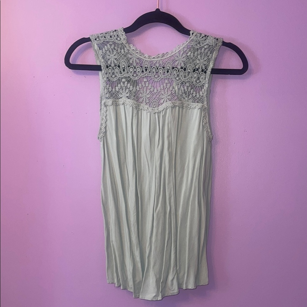 Trixxi Green Sleeveless Embellished Tank Top
